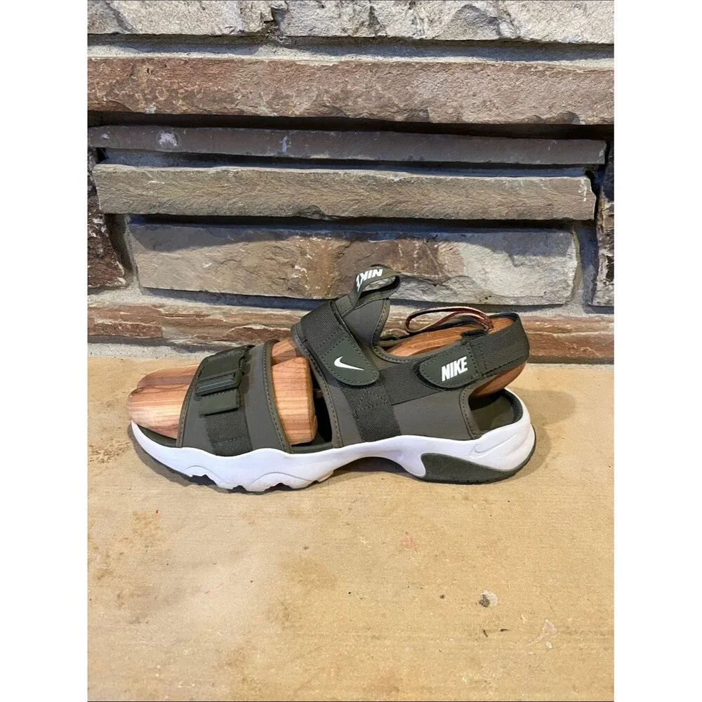 Nike Canyon Olive Green Athletic Sandals with White Sole